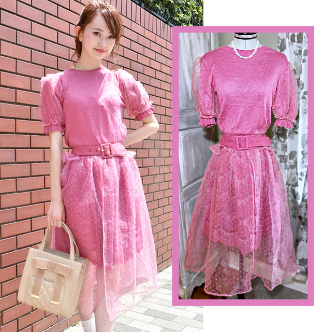 Liz Lisa Polka Dot Knit Top & Sheer Skirt Set Jfashion Gyaru Shoujo Girl Japan